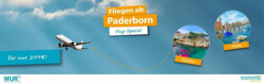 Fliegen ab Paderborn Flug-Special – Direktflüge nach Sizilien & Malta für 299 €